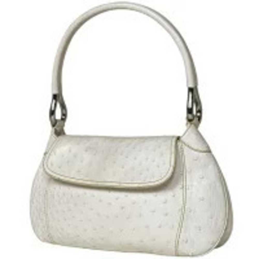 Prada Plate Shoulder Bag Hobo Handbag Ostrich White